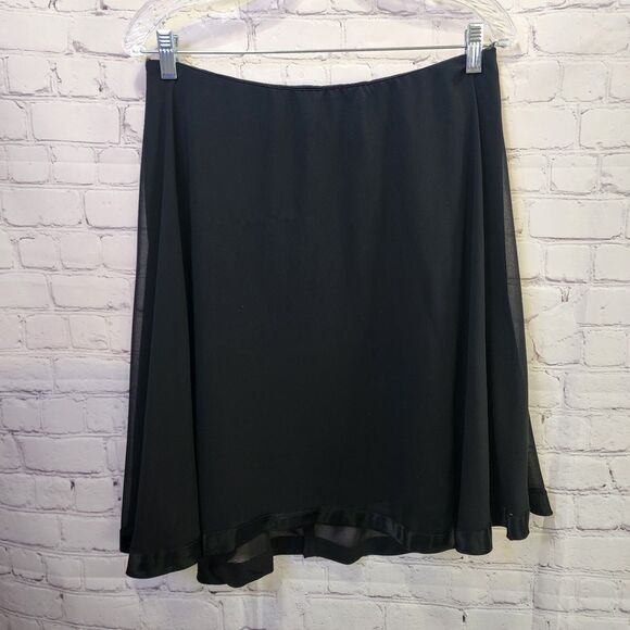 La Nuit Skirt Womens 16 Black A-line Flowy Dance USA Made Satin Lined Hem - Picture 1 of 8